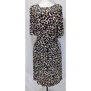 London Times Woman Tan Black Animal Print Dress Size 24W NWT